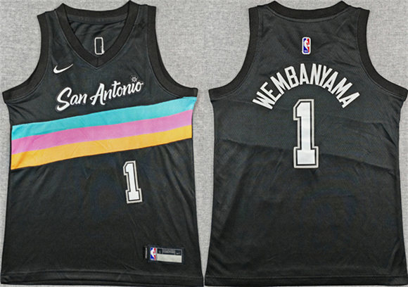 Women's San Antonio Spurs #1 Victor Wembanyama Black 2025 City Edition Stitched Basketball Jersey(Run Small)
